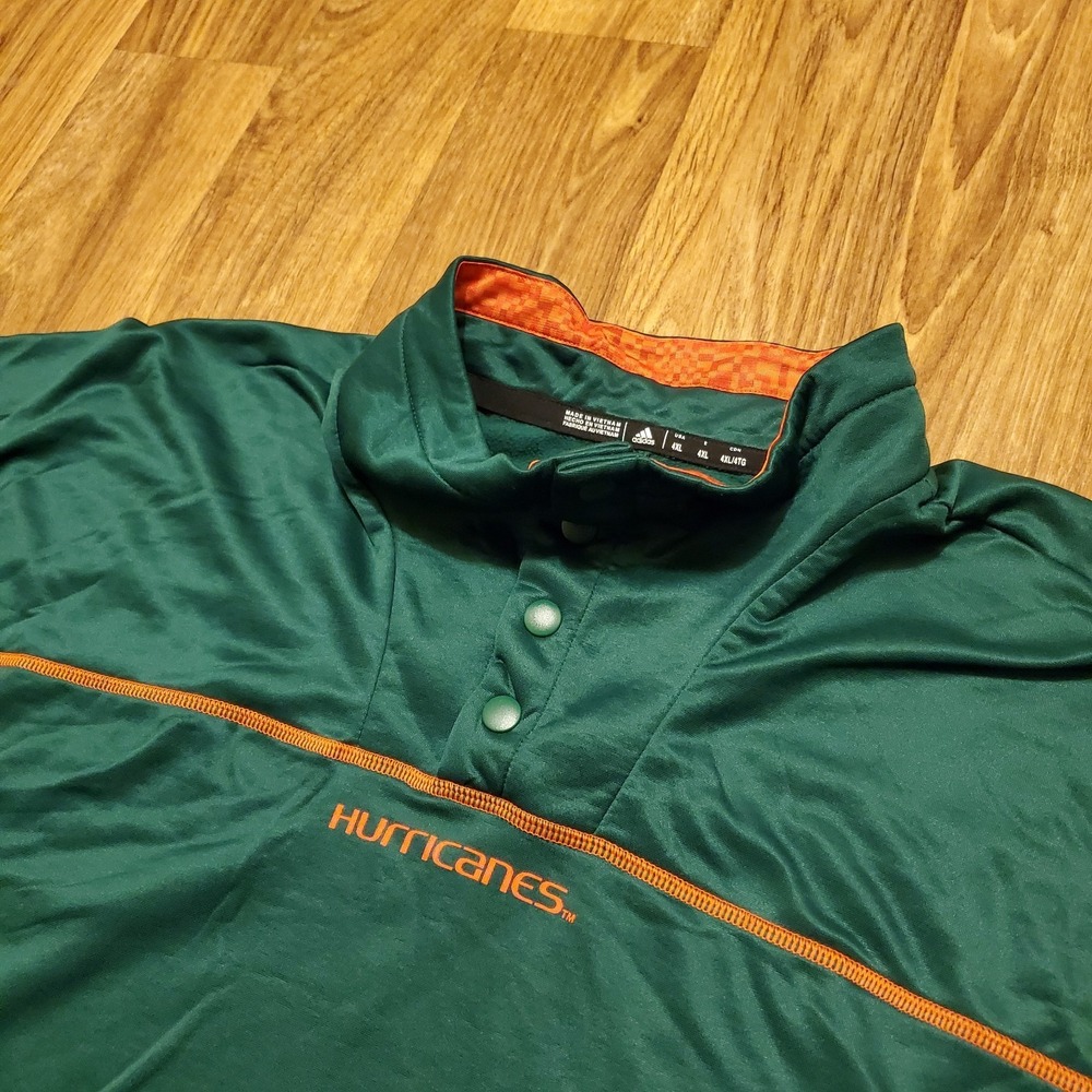 Adidas Miami Hurricanes Pullover Jacket Men‎ 4XL Green Snap Player Issue